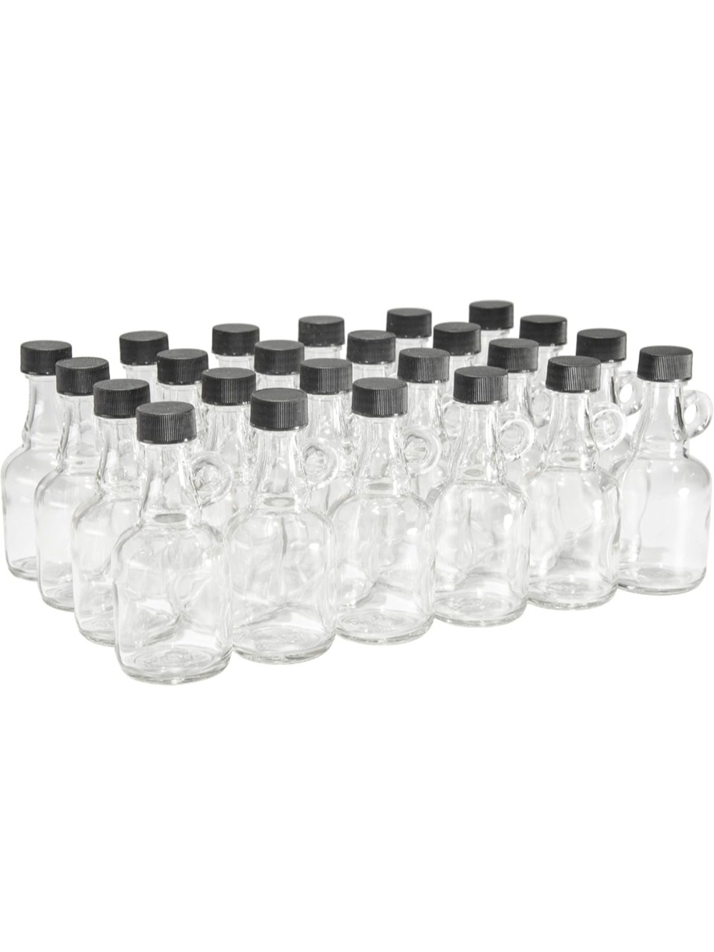 Mini Glass Bottles 1.7 oz with Black Caps - Set